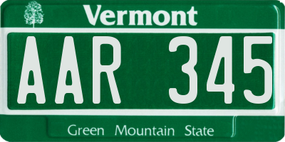 VT license plate AAR345