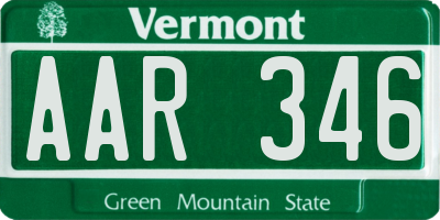 VT license plate AAR346