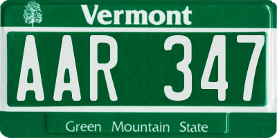 VT license plate AAR347