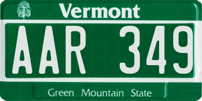 VT license plate AAR349