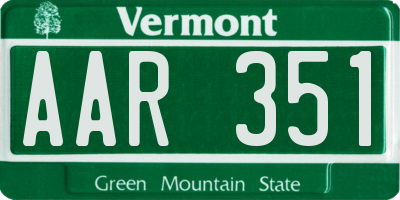 VT license plate AAR351