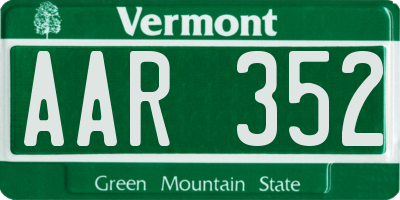 VT license plate AAR352