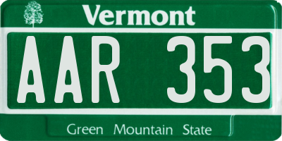 VT license plate AAR353