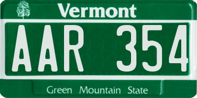 VT license plate AAR354