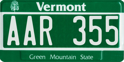 VT license plate AAR355