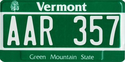 VT license plate AAR357