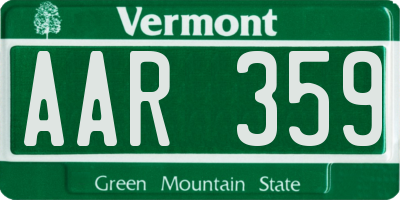 VT license plate AAR359