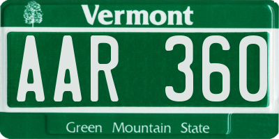 VT license plate AAR360