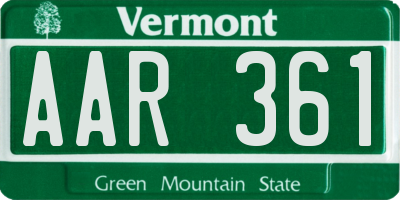 VT license plate AAR361