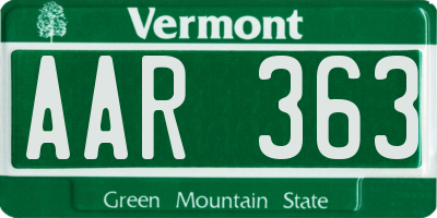 VT license plate AAR363