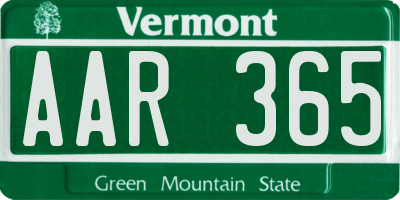 VT license plate AAR365