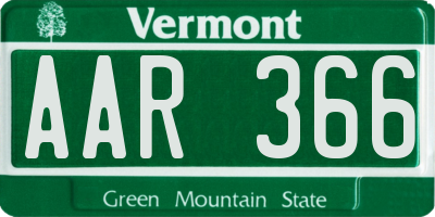 VT license plate AAR366