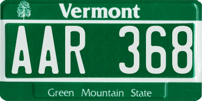 VT license plate AAR368