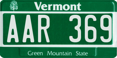 VT license plate AAR369