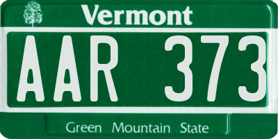 VT license plate AAR373