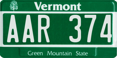 VT license plate AAR374