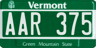 VT license plate AAR375