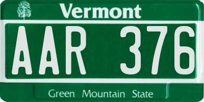 VT license plate AAR376