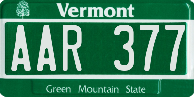 VT license plate AAR377