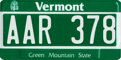 VT license plate AAR378