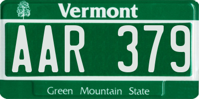 VT license plate AAR379