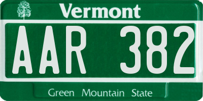 VT license plate AAR382