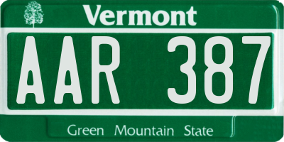 VT license plate AAR387