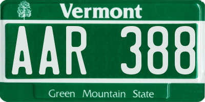 VT license plate AAR388