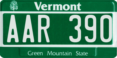 VT license plate AAR390