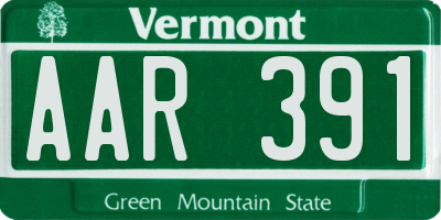 VT license plate AAR391