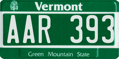 VT license plate AAR393