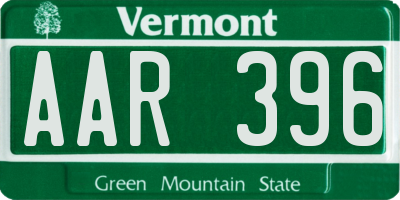 VT license plate AAR396