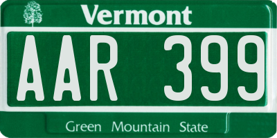 VT license plate AAR399