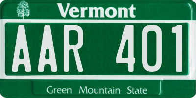 VT license plate AAR401