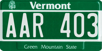 VT license plate AAR403