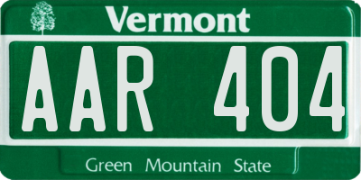 VT license plate AAR404