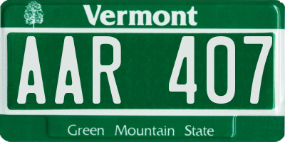 VT license plate AAR407