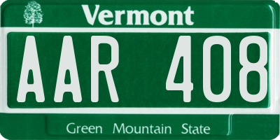 VT license plate AAR408