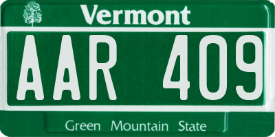 VT license plate AAR409