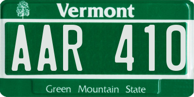 VT license plate AAR410