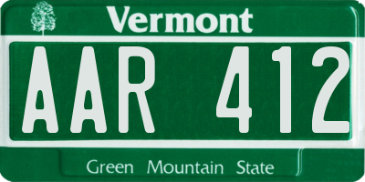 VT license plate AAR412