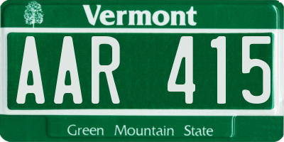 VT license plate AAR415