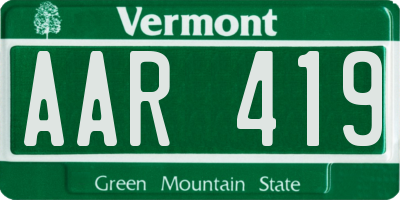 VT license plate AAR419