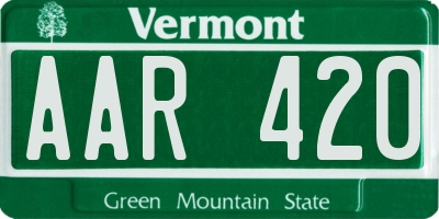 VT license plate AAR420