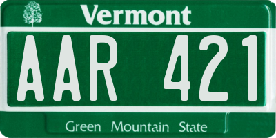 VT license plate AAR421