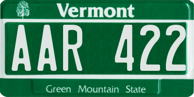 VT license plate AAR422