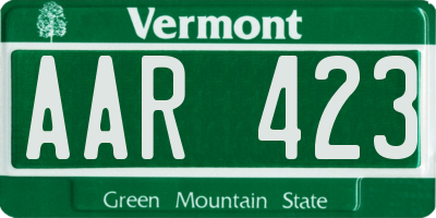 VT license plate AAR423