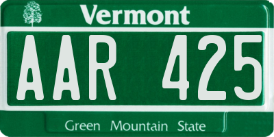 VT license plate AAR425