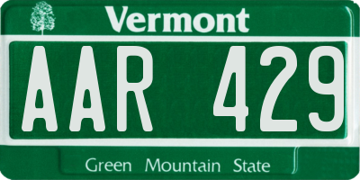 VT license plate AAR429