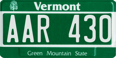 VT license plate AAR430